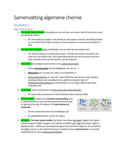 Algemene Chemie Samenvatting Hoofdstuk 1 Samenvatting Algemene Chemie