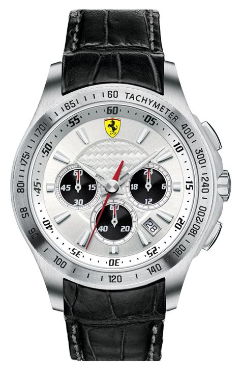 Scuderia Ferrari Chronograph Leather Strap Watch, 44mm | Nordstrom