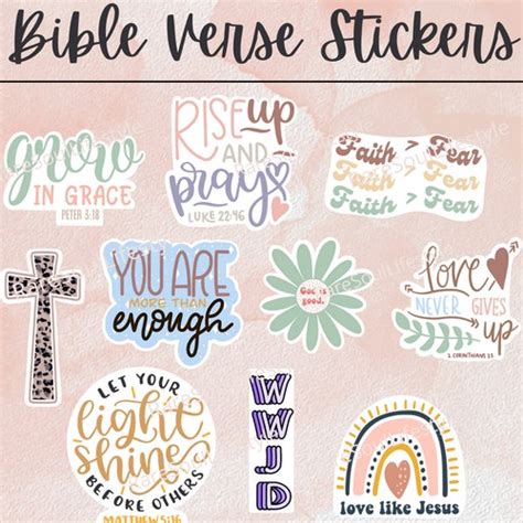 Religious Printable Stickers Bible Stickers Christian Etsy