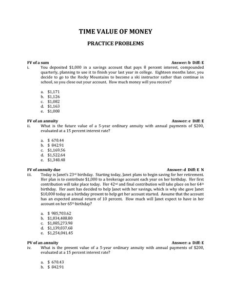 SOLUTION Time Value Of Money Practice Questions Studypool