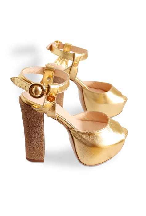 Gold High Heel Sandal Small Shoes By Cristina Correia