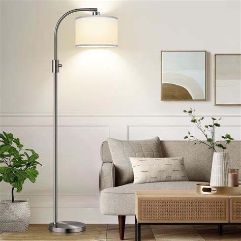 Modern Gold Arc Floor Lamp Dimmable Led Bulb Linen Shade Lumens