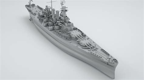 North Carolina Class Battleship 3D model rigged | CGTrader