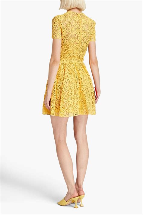 VALENTINO GARAVANI Pleated Cotton Blend Guipure Lace Mini Dress THE