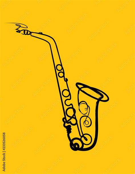 Sketch hand drawing of saxophone isolated vector art. Musical ...