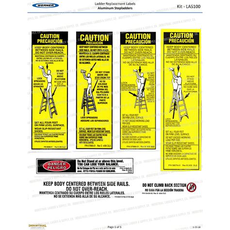 Werner LAS100 Safety Labels Aluminum Step Ladders - Industrial Ladder & Supply Co., Inc.