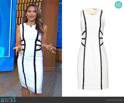 Wornontv Ginger’s White Contrast Stripe Dress On Good Morning America Ginger Zee Clothes