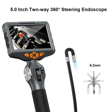 TESLONG TD500 6 2MM Articulating Borescope 1080P 5 Inch IPS Two Way 360