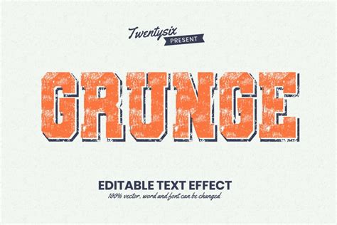 Grunge Text Effect Editable With Shadows For Illustrator