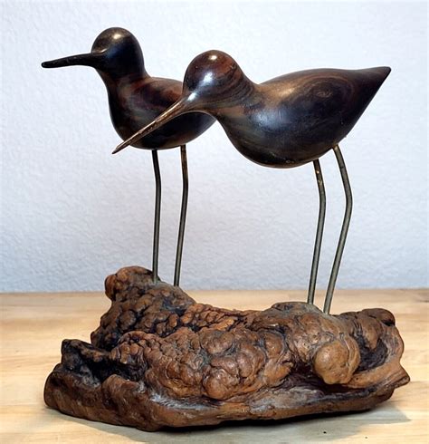 Vintage Shorebird Hand Carved Wood Painted Figure Burl Wood Decoy 2929