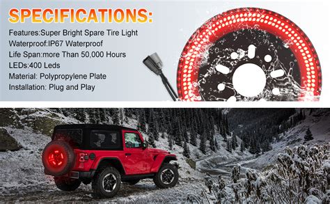 Amazon BORDAN Spare Tire Brake Light For Wrangler JL JLU Plug