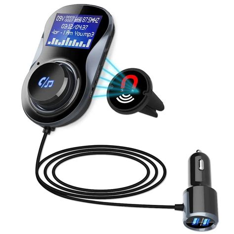 Bluetooth Car FM Transmitter Wireless Bluetooth Radio Adapter Receiver Car Kit with Hands Free ...