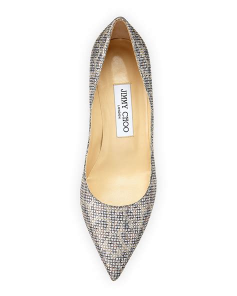 Lyst Jimmy Choo Aza Glitter Kitten Heels In Metallic