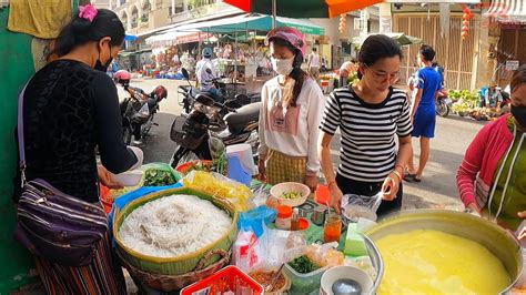 Yummy Street Food Breakfast Khmer Noodle And Porridge Youtube