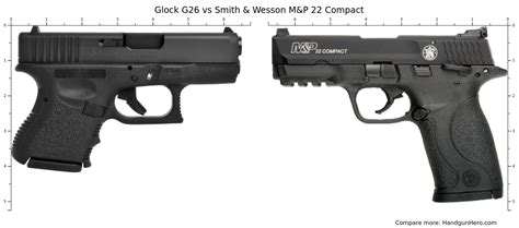 Glock G26 vs Smith & Wesson M&P 22 Compact size comparison | Handgun Hero