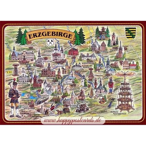 Ansichtskarten Maps Landkarten Erzgebirge Map Postkarte