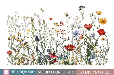 Free Wild Flowers Floral Border Clipart Graphic by BillaDigitalart ...