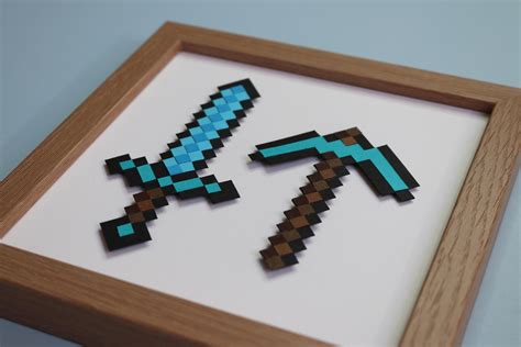 Paper Art Diamond Sword Pickaxe R Minecraft