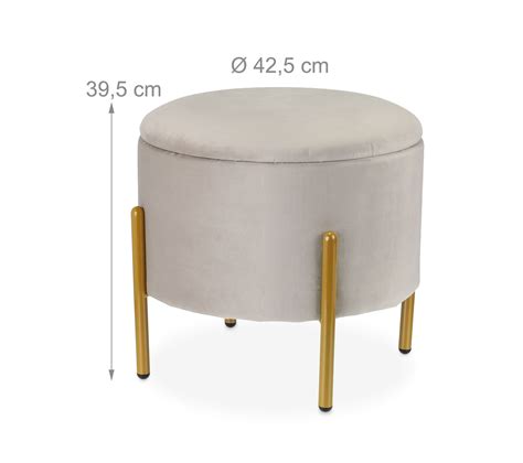 Tabouret De Rangement Gris En Velours Tabouret But