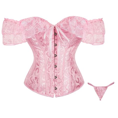 Chcnhac Corset Lingerie For Women Lace Up Plus Size Corset Lingerie Satin Boned Tummy Control