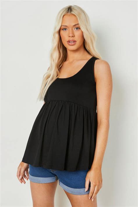 Womens Black Maternity Smock Vest Top Boohoo Uk