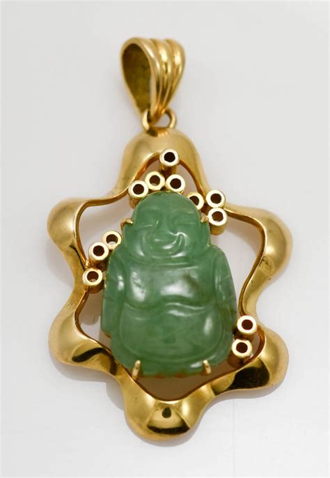 14k Yellow Gold Jade Buddha Pendant Tangibleinvestmentsinc