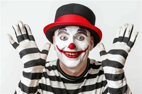 Premium Photo Photo Portrait Of A Happy Mime On White Background