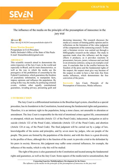 Pdf The Influence Of The Media On The Principle Of The Presumption Of