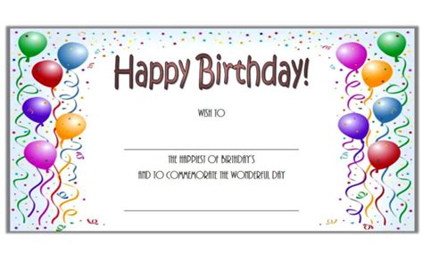 Birthday Gift Certificate Template Free (Baloon 1) | Two Package ...