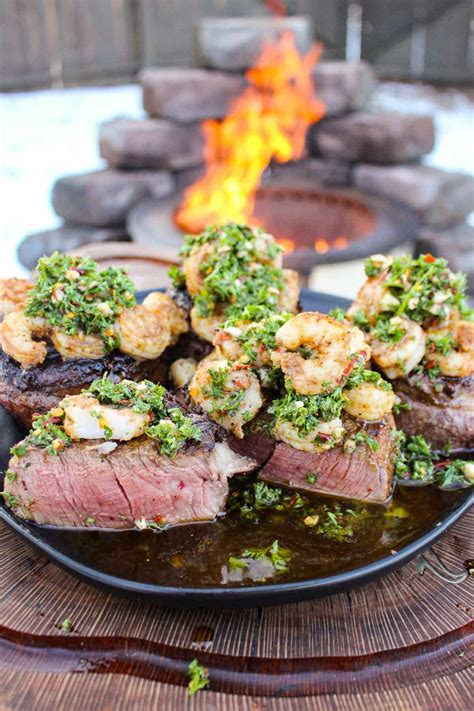 Cowboy Butter Steak And Shrimp Over The Fire Cooking