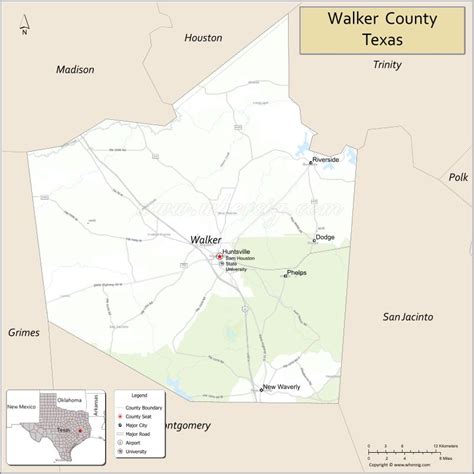 Walker County Map, Texas - Where is Located, Cities, Population, Highways & Facts