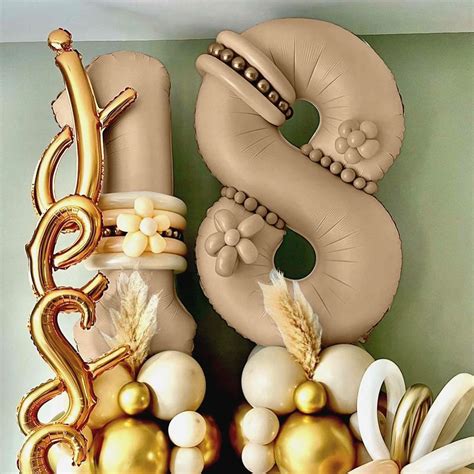 Globos de número 18 de color nude para cumpleaños de 18 globos de aluminio beige de 40 pulgadas