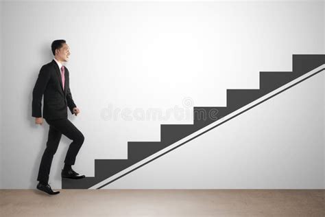 Business Man Step Up Imaginary Stairs Stock Illustration Illustration