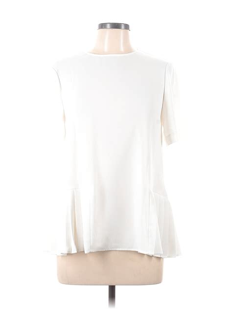 Zara Solid White Short Sleeve Blouse Size M 42 Off Thredup