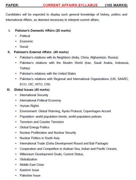 Current Affairs Syllabus For CSS 2023 CSS MCQs