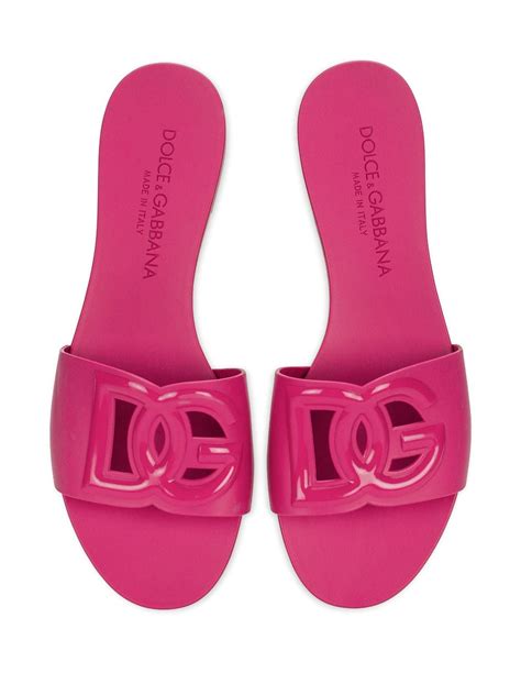 Dolce And Gabbana Bianca Dg Logo Slides Pink Farfetch