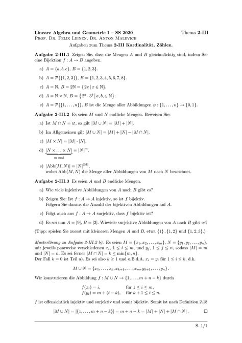 Lag Ss Ueb Iii Zaehlen Lineare Algebra Und Geometrie I Ss