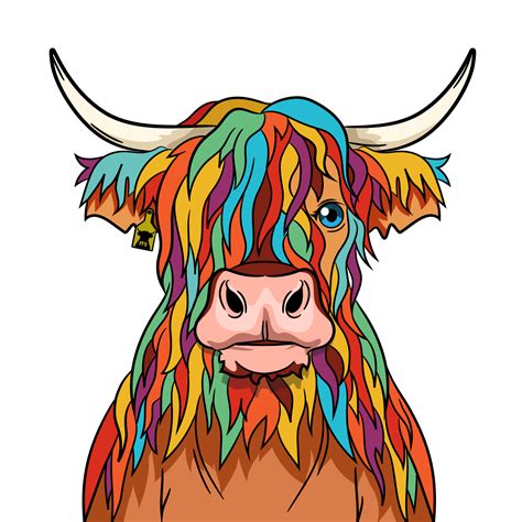 Colourful Highland Cow Series
