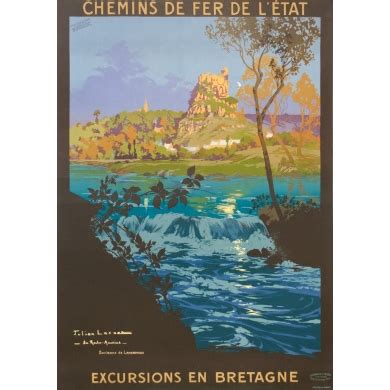 Vintage Poster By Julien Lacaze Bretagne France Railroads