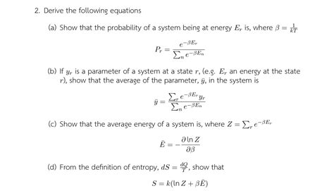 Solved Derive The Following Equations A Show That The Chegg