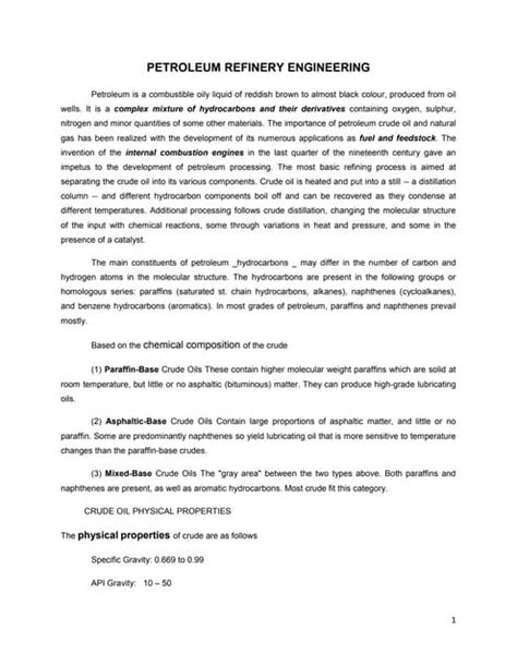 Petroleum And Crude Oil Quality
