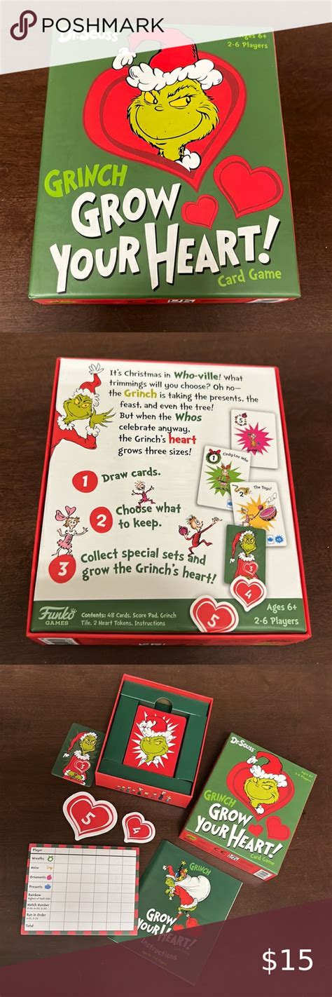 Dr Seuss Grinch Grow Your Heart Card Game Grinch Heart Grew Hearts