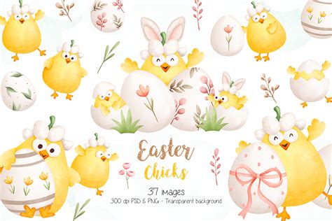 Easter Chicks and Easter Egg Clipart Graphic by Stellaart · Creative ...