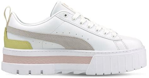 Puma Mayze Platform Leather Sneakers In White Pink White Lyst