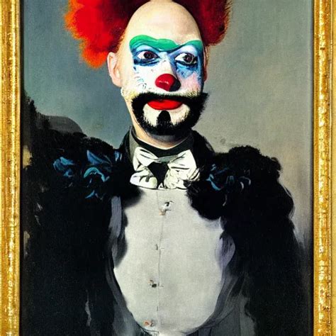 A Portrait Of Cyber Punk Clown Painted By Douard Manet Stable