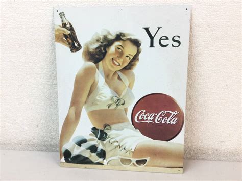 【傷や汚れあり】coca Cola コカ・コーラ ホーロー看板 ブリキ 看板 Yes コカコーラグッズ アメリカン雑貨 ディスプレイ