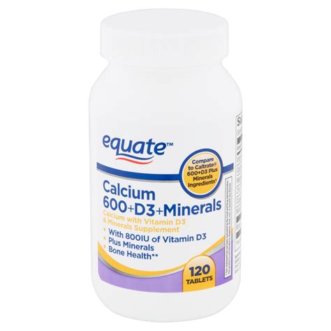 Equate Calcium 600 D3 Minerals Tablets 120 Count