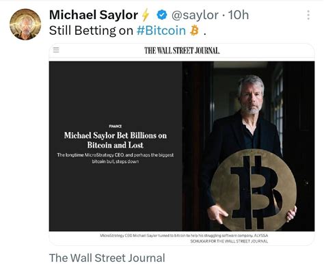 Wsj Michael Saylor Bet Billions On Bitcoin And Lost Saylor Still