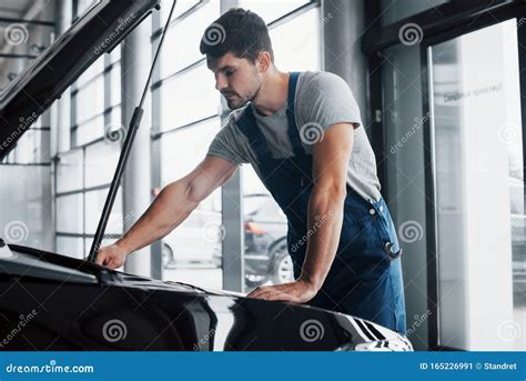 Auto Mechanic Working In Garage Repair Service Stock Image Image Of