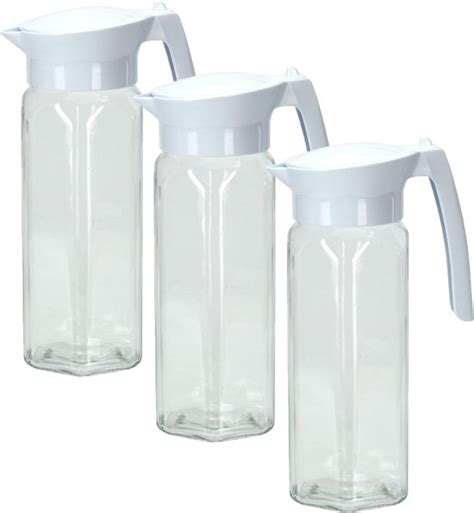 4x carafes en verre carafes à eau avec couvercle 1 5 litre Carafes